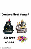 Poly Resin Shiv Ganesha Smoke Backflow Combo with 50 free Cones Idols - Indoor decor for home, festival, or gifting