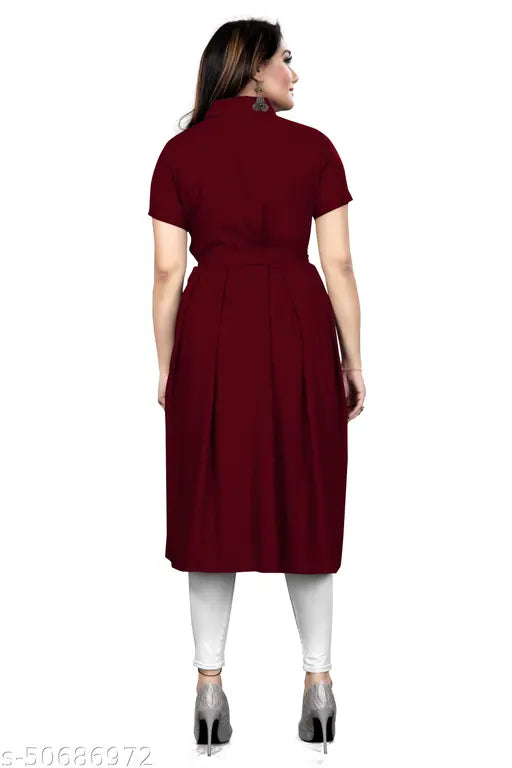Rayon solid-colored short-sleeve kurtis for women, stylish fashion from India