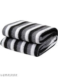 Black and White polo stripped fleece blanket - super soft, warm & cozy by Shivaan Home Furnishing (60 inch x 90 inch)