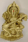 Saraswati figurine, 13cm high polyresin idol of Indian goddess of wisdom