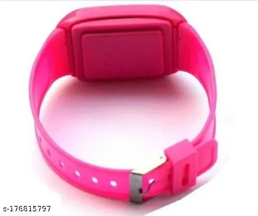 Red digital watch with pink strap, suitable for kids or students with calculator functions
