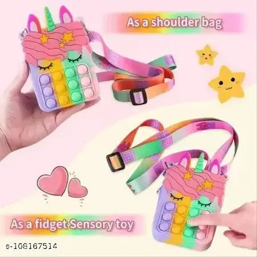 Fidget handbag with mini unicorn, small purse, key pouch, crossbody design, perfect for birthday gifts or a diaper bag