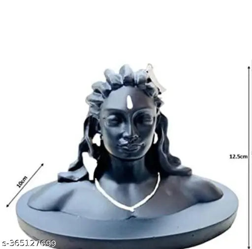Black Adi Shankara Adiyogi Shiva Statue with Rudraksha Mala, decorative car dashboard or home/office use