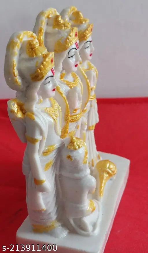 6-inch poly resin Ram Darbar idol with Ram, Sita, Laxman, Hanuman, decorative showpiece for temple pooja, home decor or gifting