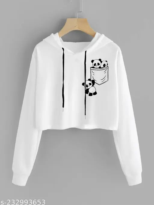 Scuba sleeve, stretchable fabric hoodie with graphic prints for women & girls in S, M, L, XL (India)