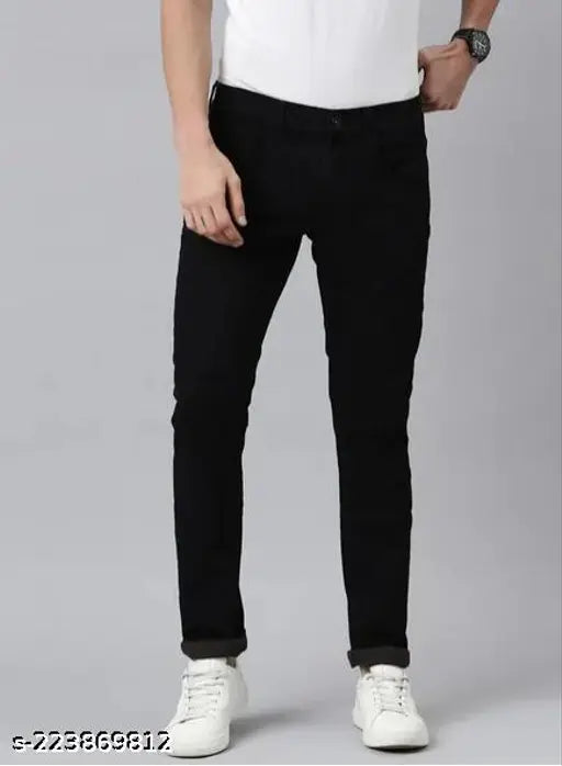 Monk Black Plain Jeans - Denim men's solid jeans from Shriradhe Enterprises, perfect fit for any occasion. 30"x40", 36"x41". Made in India