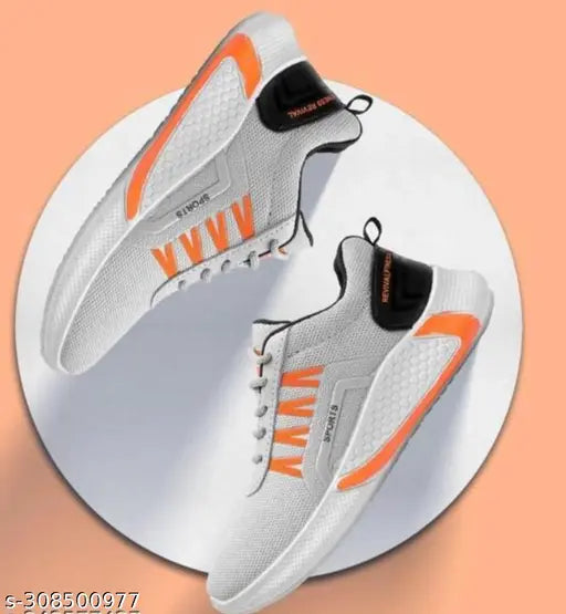 Orange, white, and black kids' lightweight sport running walking shoes