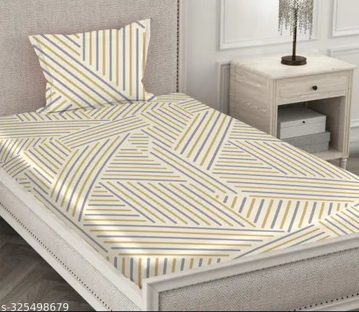 Real dream 300 TC striped cotton fitted bedsheet pack of 11, elastic design keeps sheets in place for adult use during summer, made in India