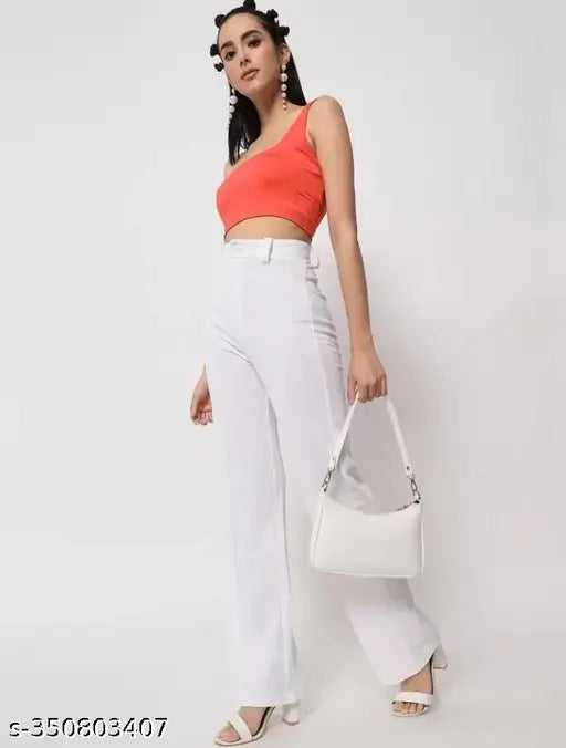 Black high-waist stretchable yoga trousers, Western style, slim fit, bell bottom, ribbed detailing