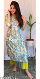 Green floral patterned kameez dress and matching pants