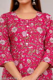 Trendy rayon printed anarkali kurti with floral designs, sleeveless