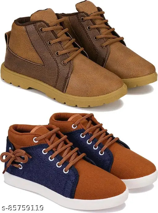Multi colored children's sneakers, lace-up, pair of 2, pack of 2