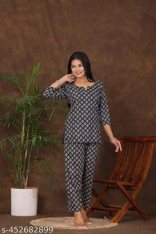 Rayon nightsuit set, best quality printed pyjamas for women, made in India