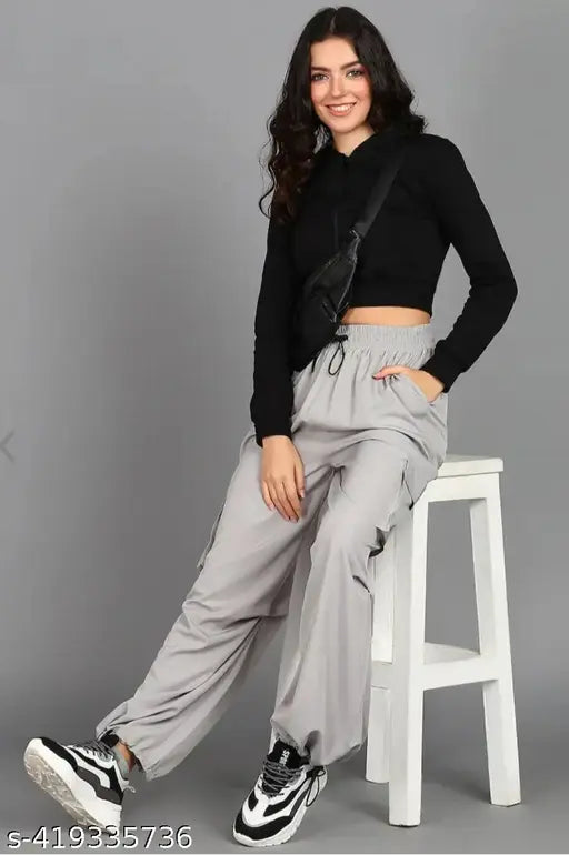 Grey khaki cargo pants with pockets