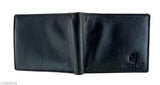 Genuine leather black wallet for men with RFID blocking, features 2 compartments and 7 card slots. Perfect for storing credit cards and cash securely