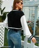 Black zip-up bomber jacket, women's latest fashion trend