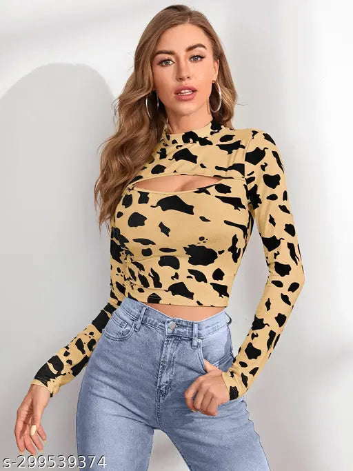 Stylish printed cotton blend long sleeves top, spruce up your wardrobe by JEGVIN, India