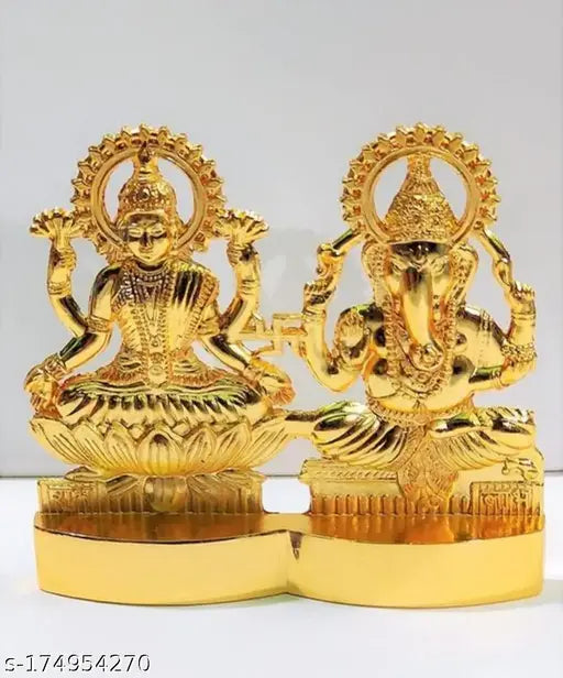 Gold statue set of Lord Ganesha and Goddess Laxmi