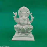 Marble Ganesha Idol (10.5cm x 15cm x 6cm), perfect for home temple decor, Diwali gifts, or family collectibles