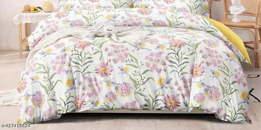 Microfiber cotton king size bedsheet 108x108 inches with 2 large pillow cover multicolor