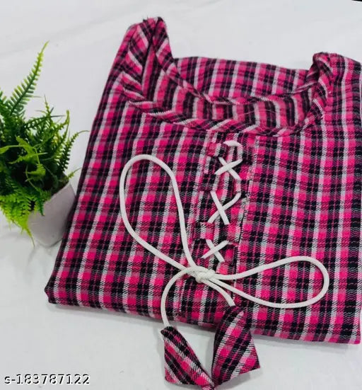 Stylish pink woolen kurti with ruffle details