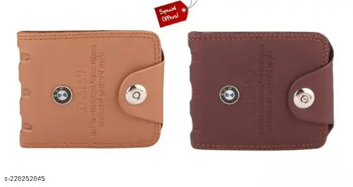 Multicolor PU Wallet with 2 compartments, textured design, and 5 card slots. Sonrisa Trendy Mens BMW Combo wallet, made in India for stylish functionality