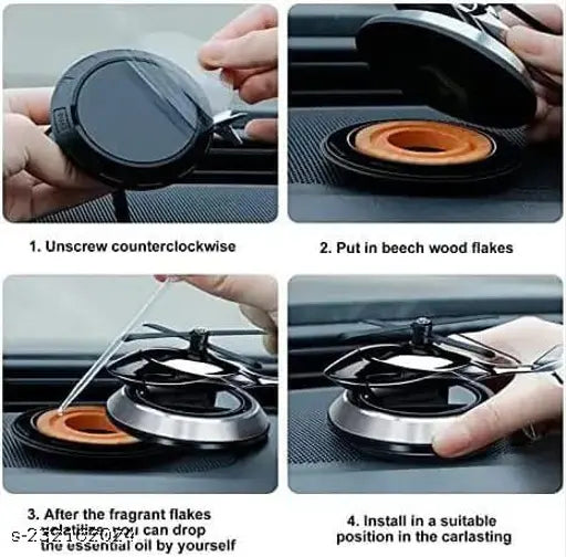 Alloy solar helicopter car air freshener, red aromatherapy decor accessory for cars and motorcycles