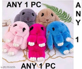 Plush bunny cross-body shoulder bag with chain and smooth zipper for girls