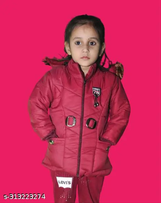 Bright pink padded jacket for baby girl