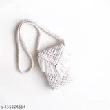 Handmade cotton cord macramé mobile bag, boho style phone sling, soft strap, everyday use