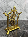 Gold plated Radha Krishna idol sculpture statue decorative showpiece for home, spiritual lucky gift. 7cm L x 20cm H x 14cm B, handcrafted in India. Ideal for Janmashtami temple and gift decoration