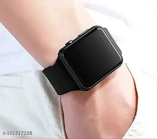 Black LED digital watch with smart features and a sleek design, suitable for kids and adults