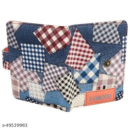 Faux leather/leatherette, two-fold wallet bag, solid net color, handcrafted for everyday organization