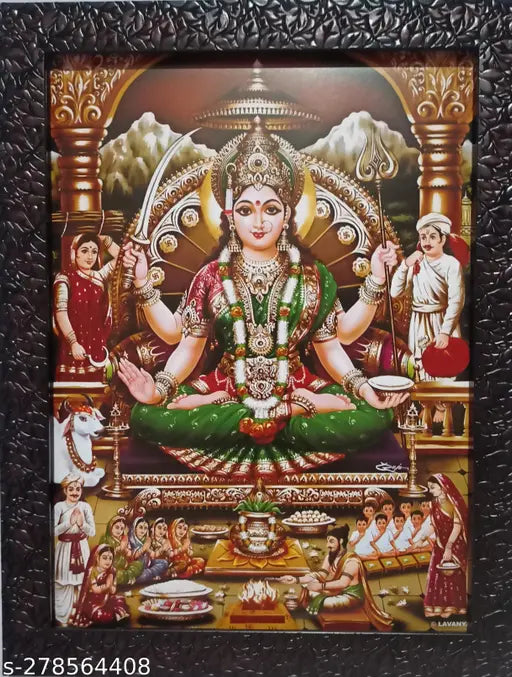Synthetic resin Goddess Santoshi Mata photo frame, 13x10 inch for pooja, Indian indoor decor