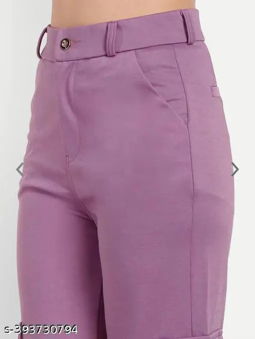 Solid cotton-lycra TINA COLLECTION cargo pants for girls and women, versatile party wear