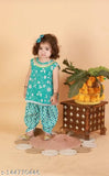 Cotton printed sleeveless kurti with dhoti pants and dupatta, A-line shape for kids aged 18 months to 8 years. Indian traditional wear