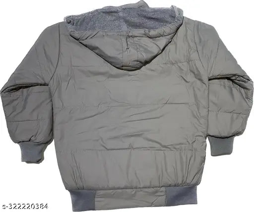 Gray jacket with hood and zip front, boys style