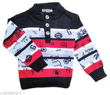 Woolen striped long-sleeve winter wear for kids (ages 5-11), premium handcrafted wool sweater from India