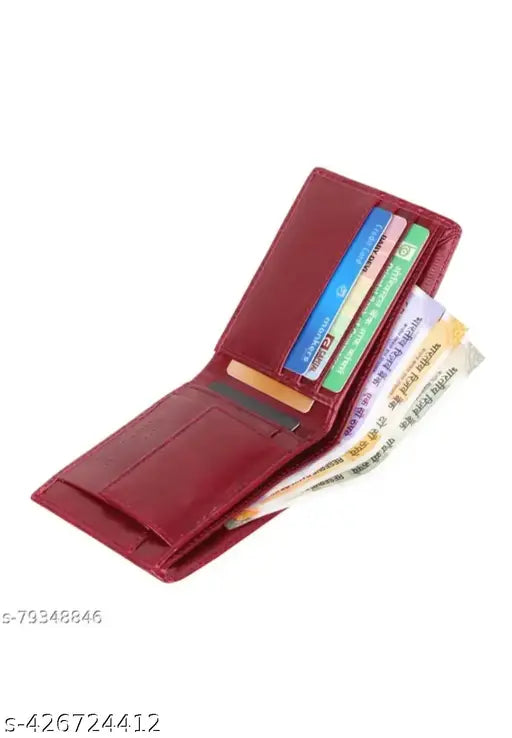 Faux leather wallet, solid net pattern, 3 compartments for cards. Men's accessory, durable and soft to touch, Indian origin