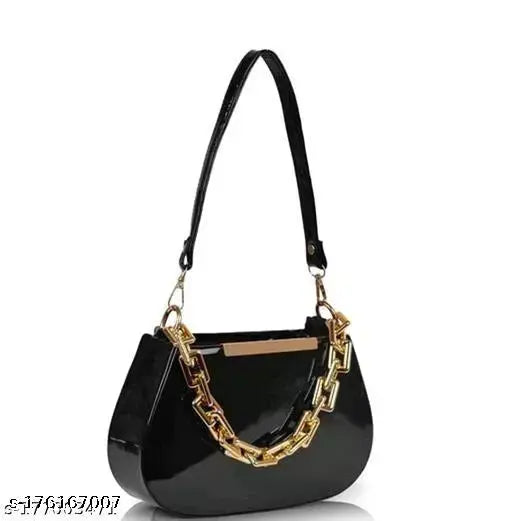 Black quilted crossbody bag with chain strap