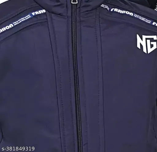 A child's dark blue cotton winter jacket with hood from ONE FORTC