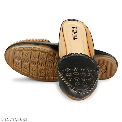 Synthetic leather ballerinas, black (BB64Black), slip-on design for women's footwear