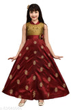 Red silk blend girls frock with embroidered net, three-quarter sleeves, size 3-4 years origin India