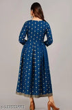 Rayon three-quarter sleeve printed Anarkali gown, jari work, available in sizes S-XXXXL, India origin