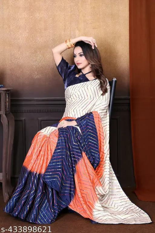 Designer saree, premium gorgette fabric with sequin work