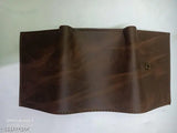 Brown faux leather men's slim wallet (5 card slots), high quality PU material with smooth texture and 2 compartments