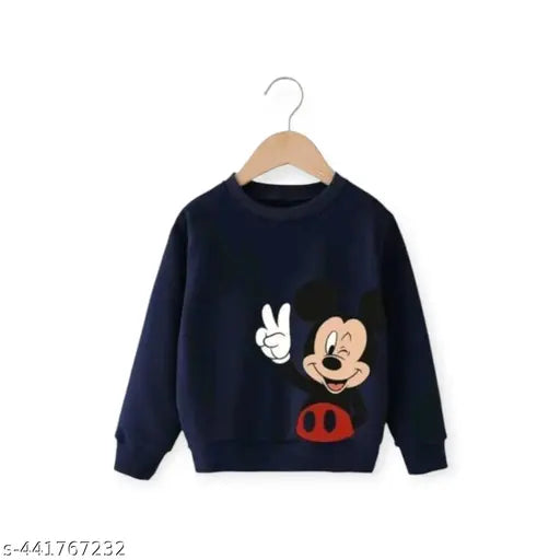 Blue Mickey Mouse printed full sleeve sweatshirt pack of 2 for baby boys & girls, featuring wool fabric and long sleeves
