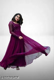 Georgette embroidered designer dress, long sleeves, elegant and intricate Indian handwork