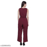 Purple sleeveless cotton jumpsuit, maroon and trendy women's fashion for casual or special occasions