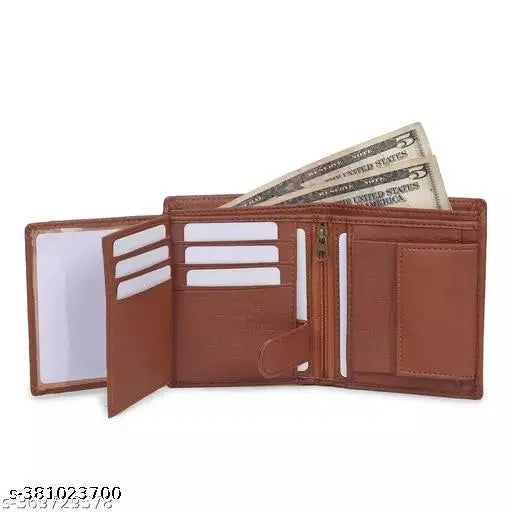 Faux leather compact men's wallet, perfect size for front or back pockets, genuine leather construction, ingenious design for essential organization. Made in India